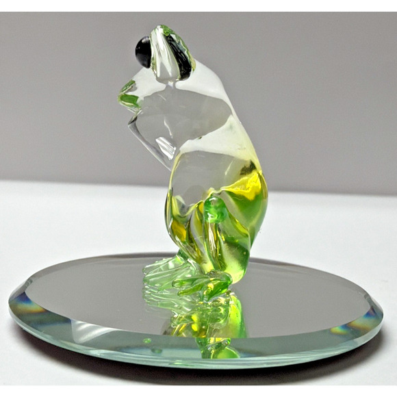 Vintage Glass Baron Green Frog On Mirror Smiling - Picture 3 of 12